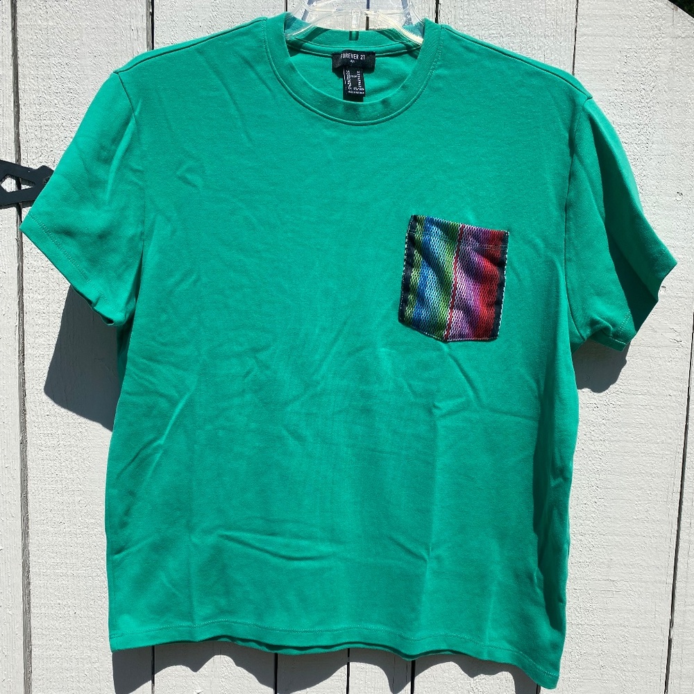 Forever 21 short sleeve tee crew neck pocket green medium